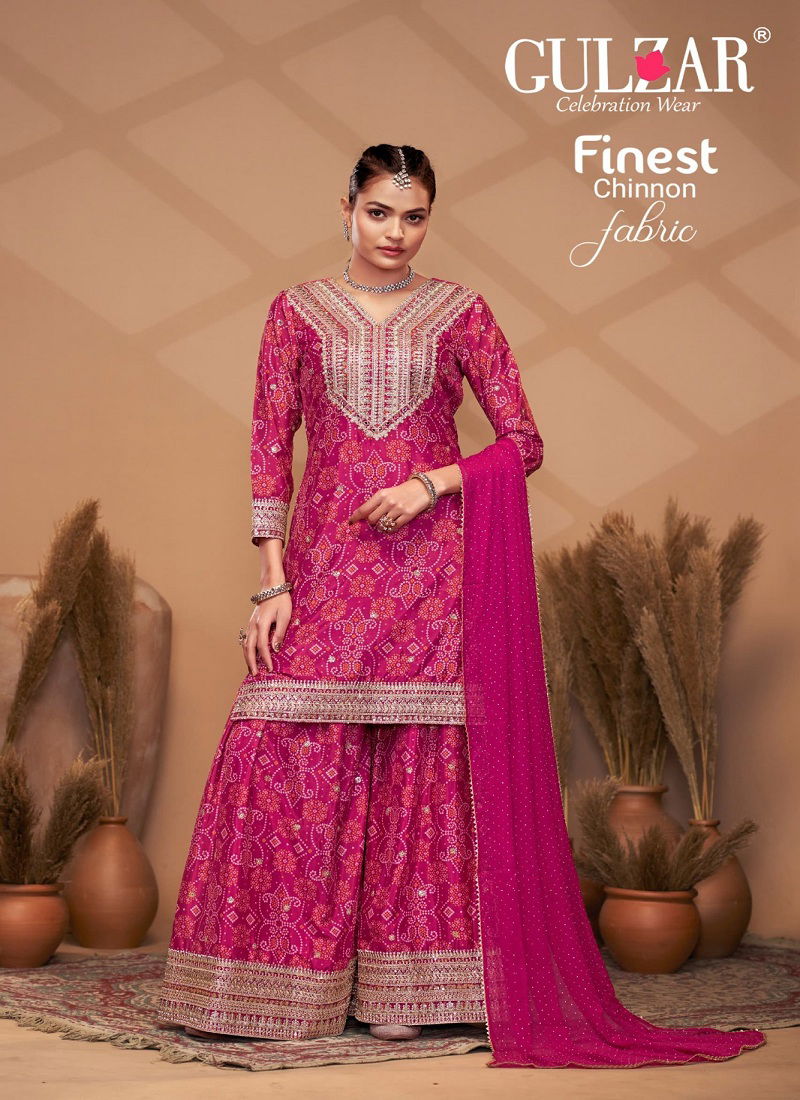 Bandhrej By Gulzar Chinnon With Embroidery Work Top Pant With Dupatta Online Wholesale